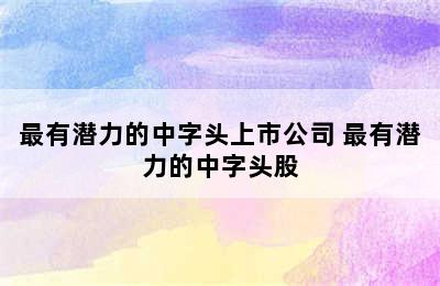 最有潜力的中字头上市公司 最有潜力的中字头股